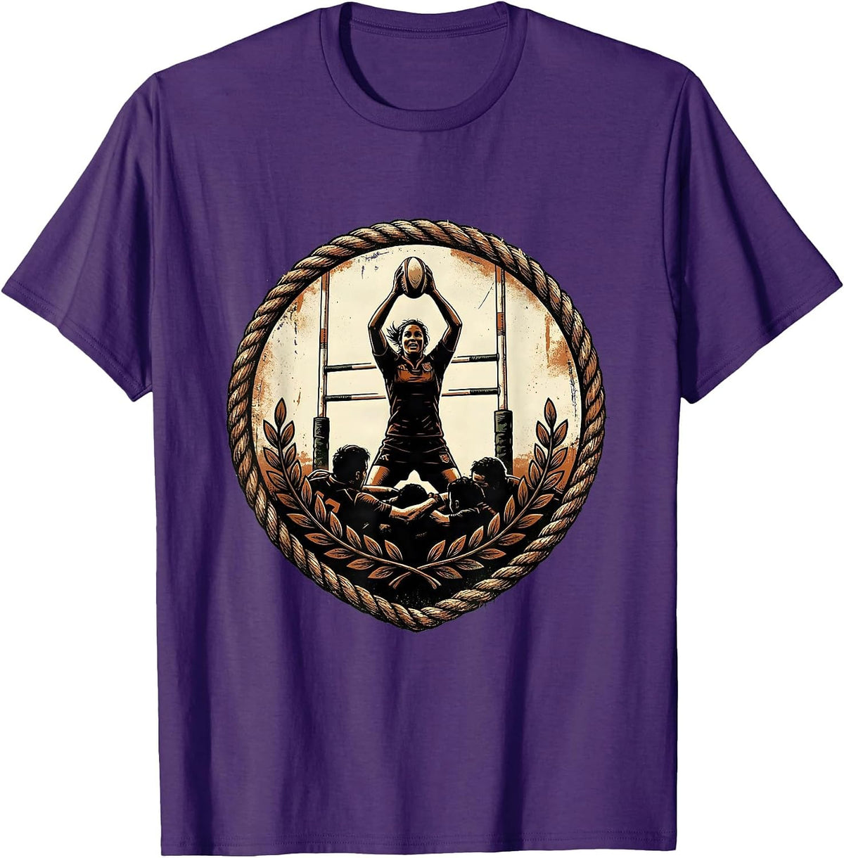 Rugby Ruck Victory Rise Graphic Design T-Shirt - Purple