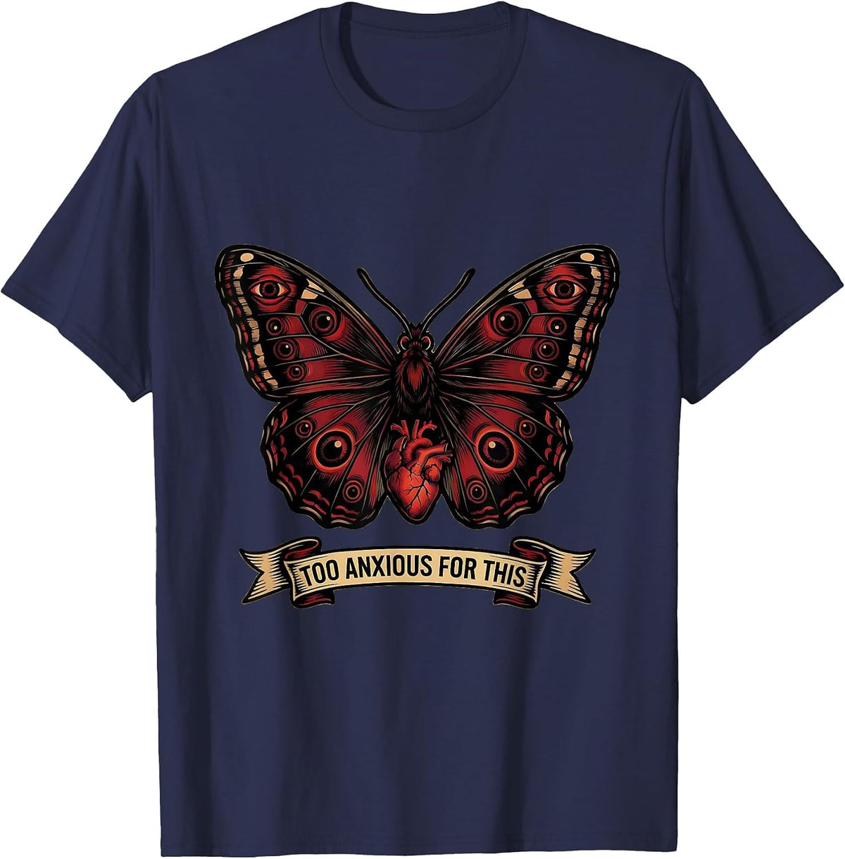 Too Anxious For This Mental Health Awareness Design T-Shirt - Navy Blue