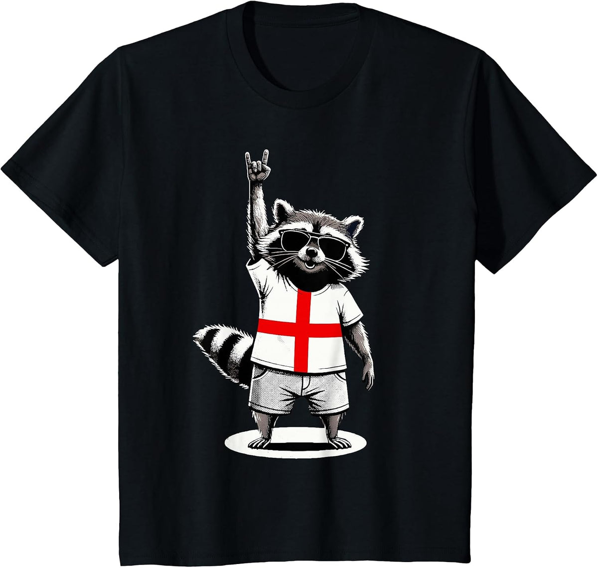 English Flag Raccoon Funny England T-Shirt - Black