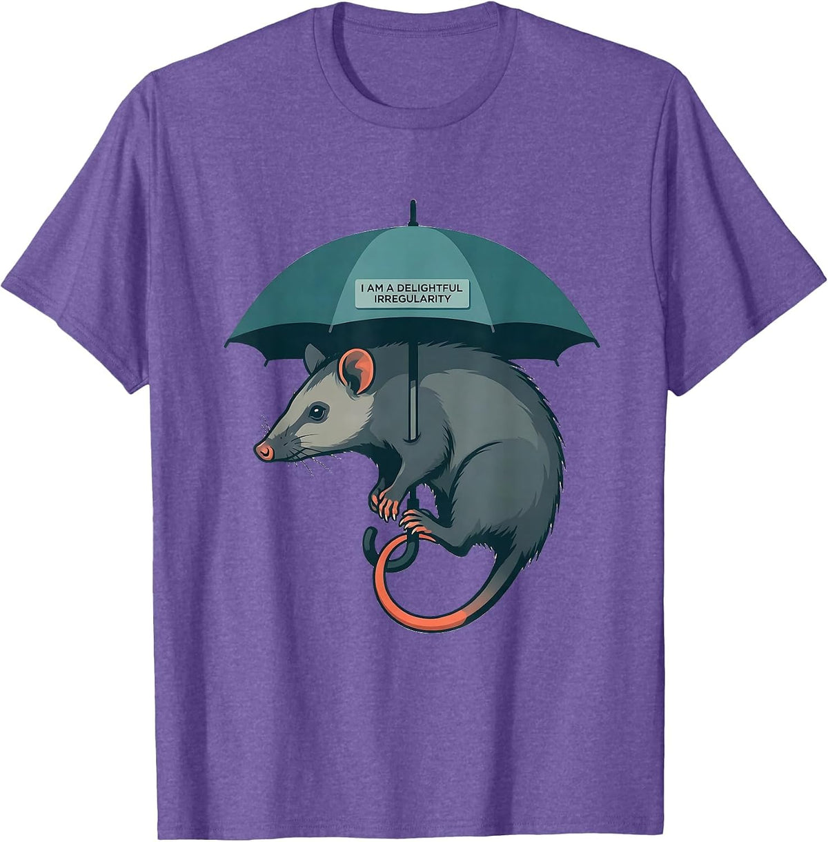 Men's I Am A Delightful Irregularity Funny Opossum Meme Animal T-Shirt - Purple Heather
