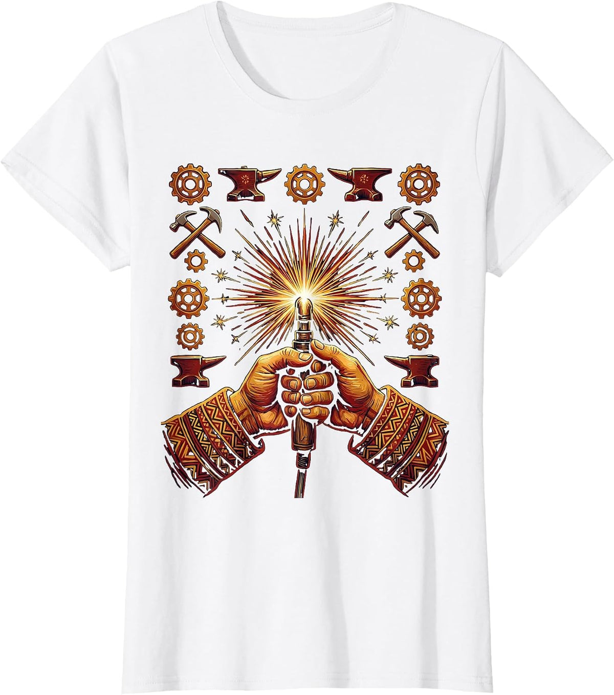 Milwaukee Welder Craftsman Sparks Dark Workshop T-Shirt - White