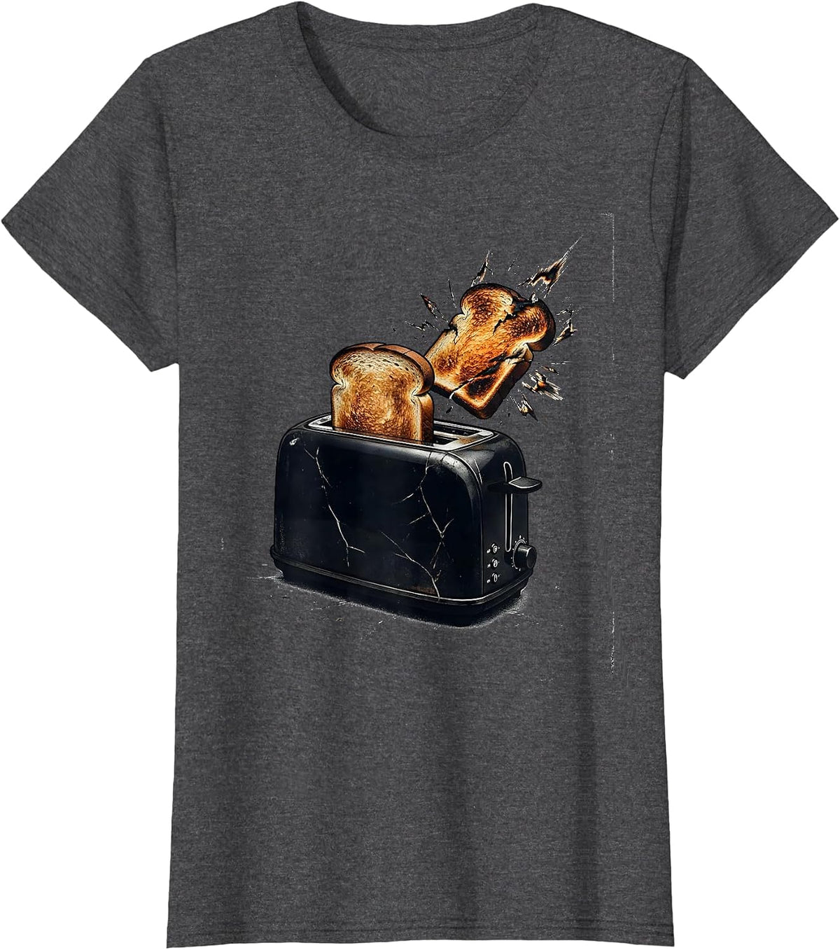 Women's Toaster Chaos Distressed Novelty Humor T-Shirt - Dark Heather Grey