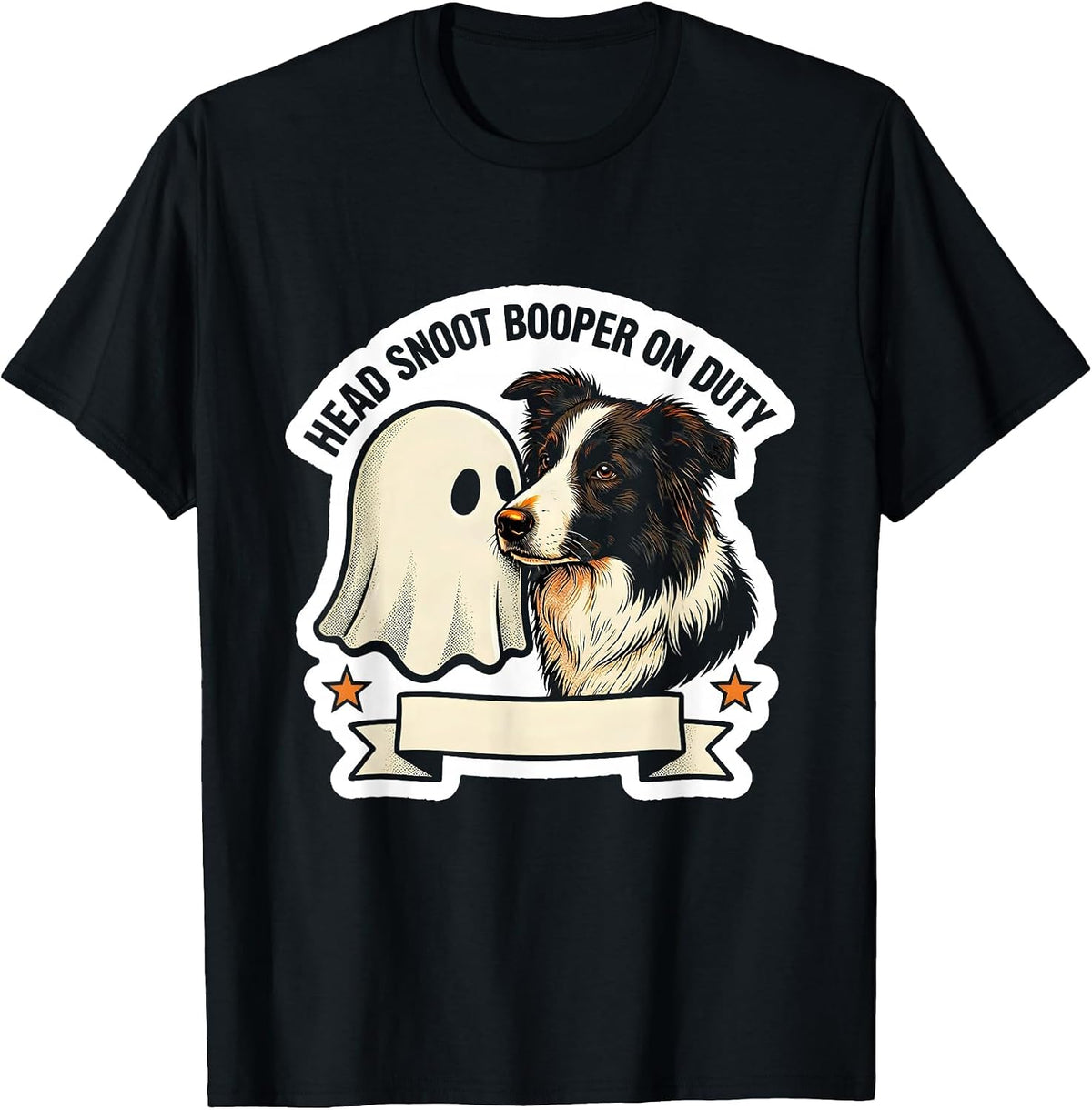 Men's Head Snoot Booper On Duty Funny Ghost Dog Lover Halloween T-Shirt - Black