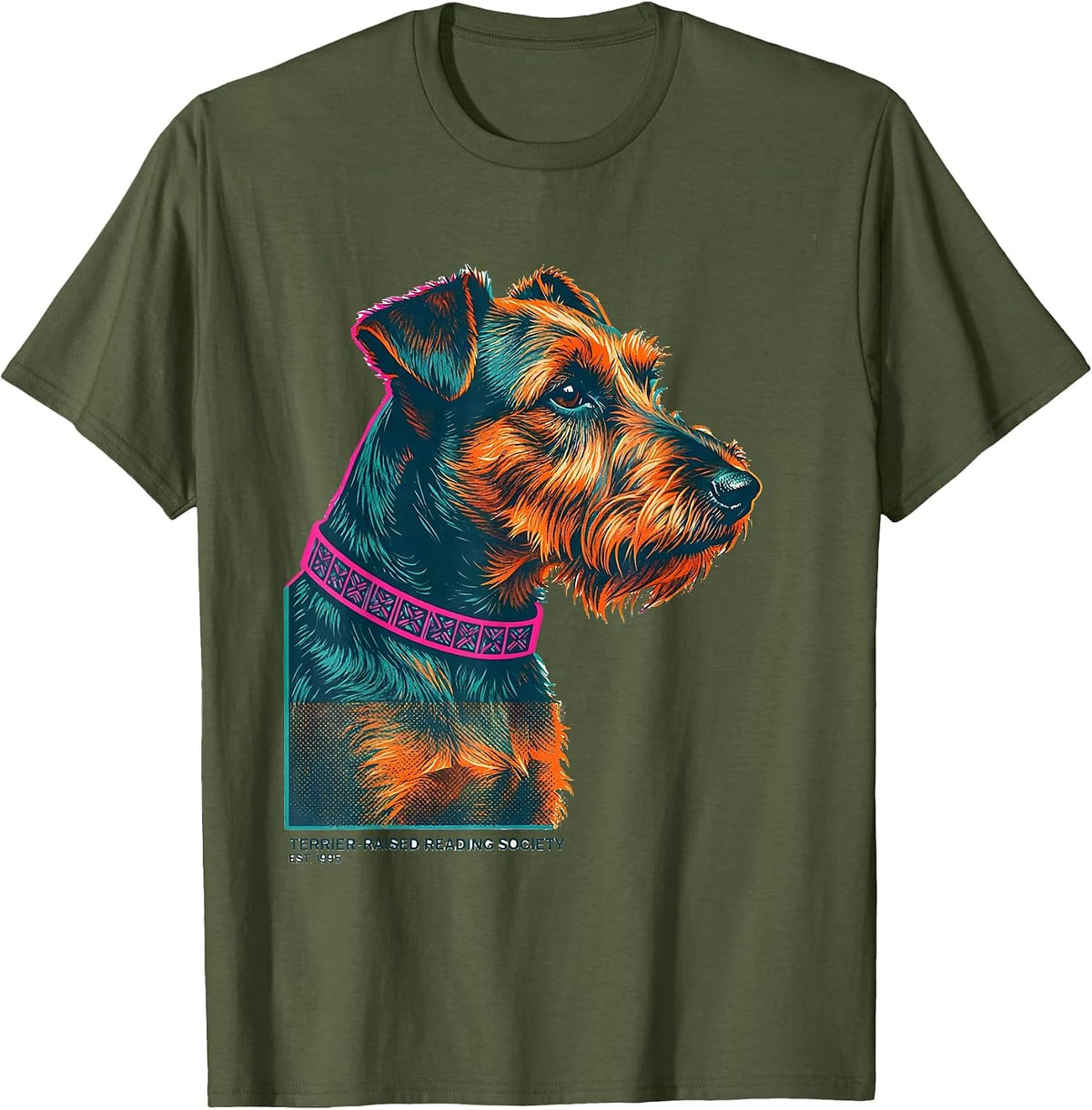 Terrier-Raised Reading Society Est. 1995 Vintage T-Shirt - Olive Green