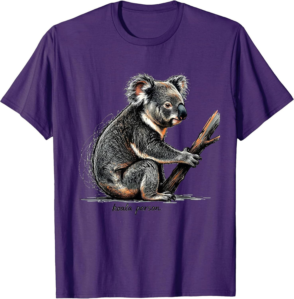 Men's koala person Minimalist Scribble Line Art Wildlife T-Shirt - Purple