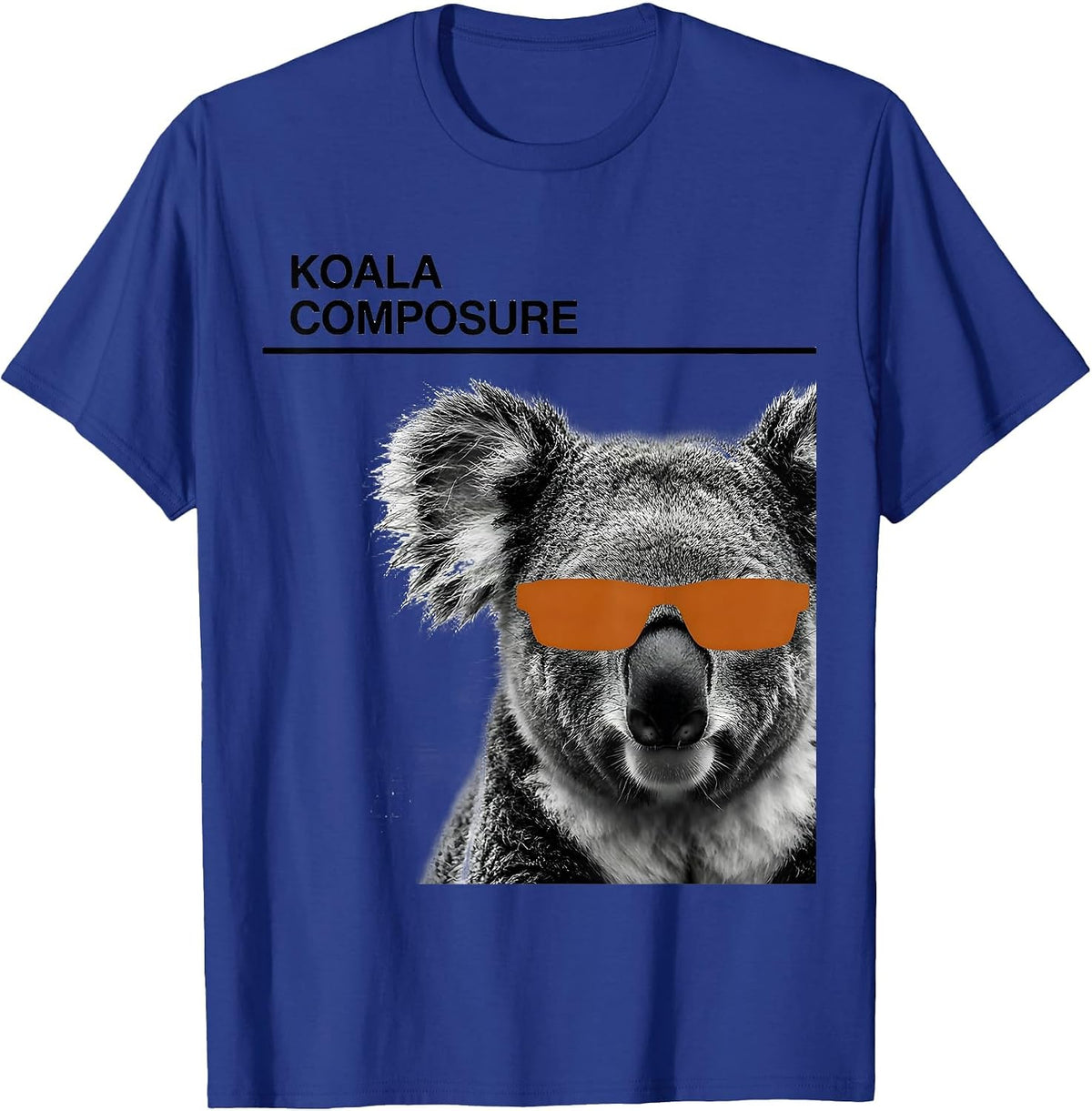 Men's Koala Composure Minimalist Animal Portrait Sunglasses Humor T-Shirt - Royal Blue