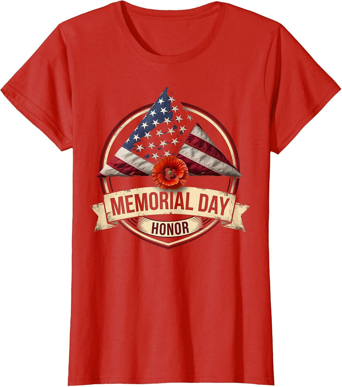 Memorial Day Honor Patriotic Tribute Design T-Shirt - Red