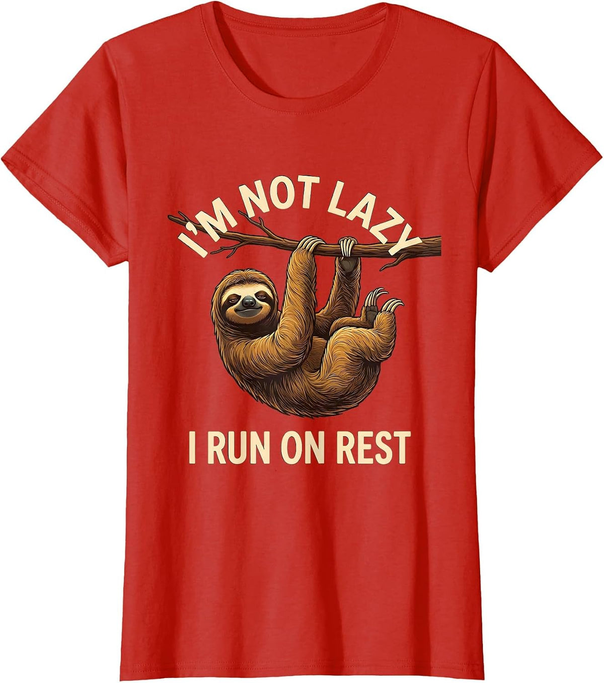 I'm Not Lazy I Run On Rest Funny Sloth Animal Lover Humor T-Shirt - Red