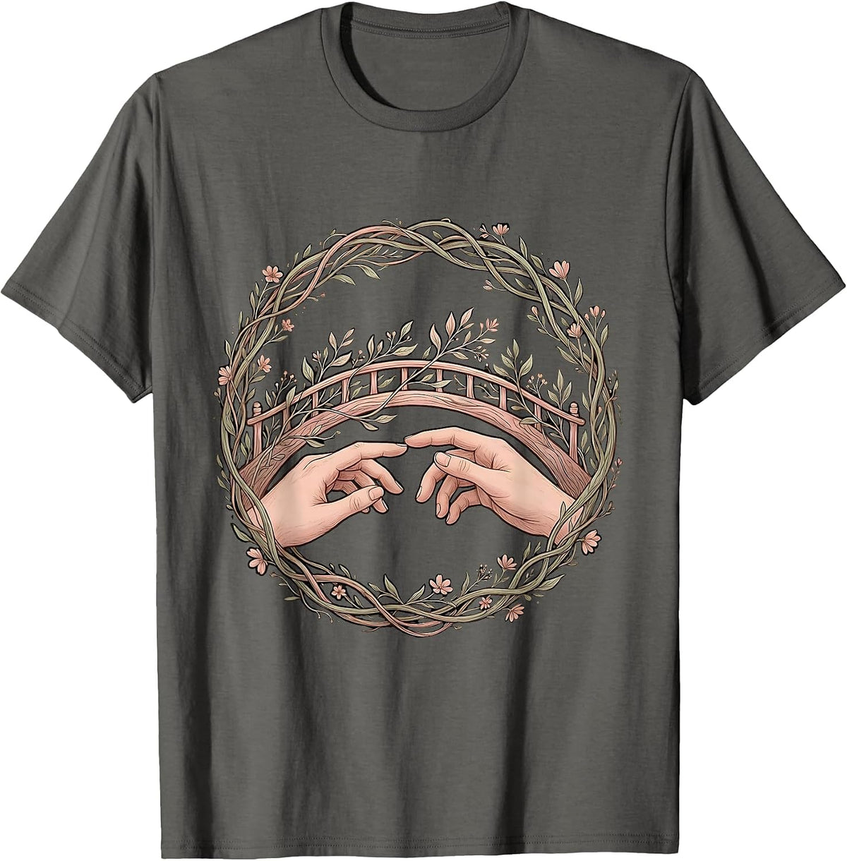 Men's Suicide Prevention Awareness Bridge Building Graphic T-Shirt - Asphalt Grey