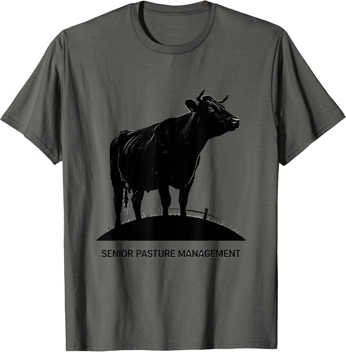 Men's Senior Pasture Management Funny Cow Farmer Cow Lover Gift T-Shirt - Asphalt Grey