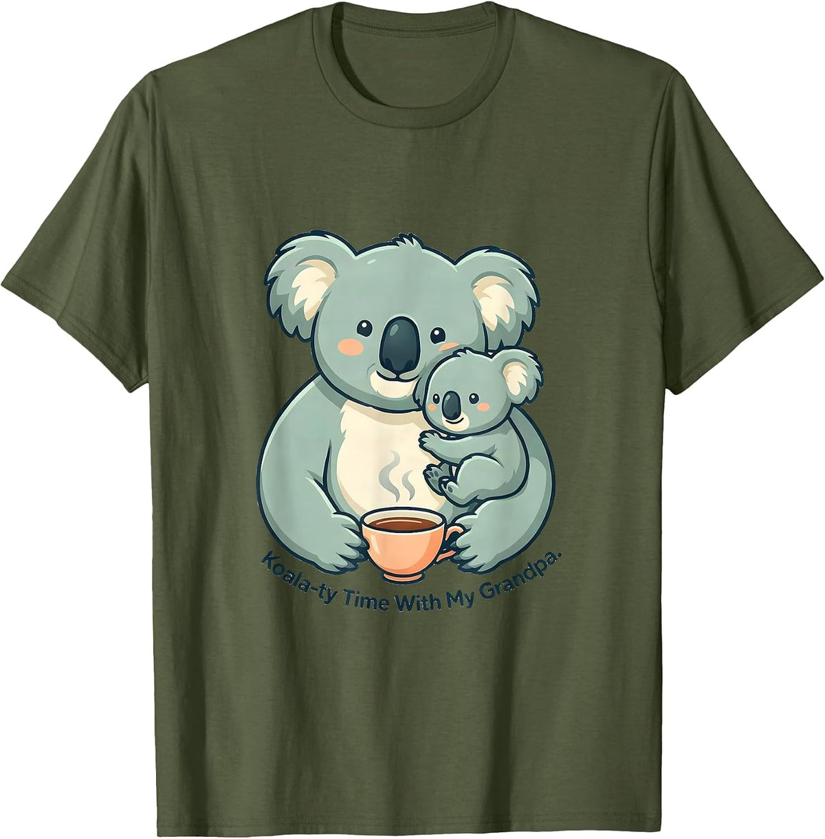 Men's Koala-ty Time With My Grandpa Cute Kawaii Koala Pun Gift T-Shirt - Olive Green