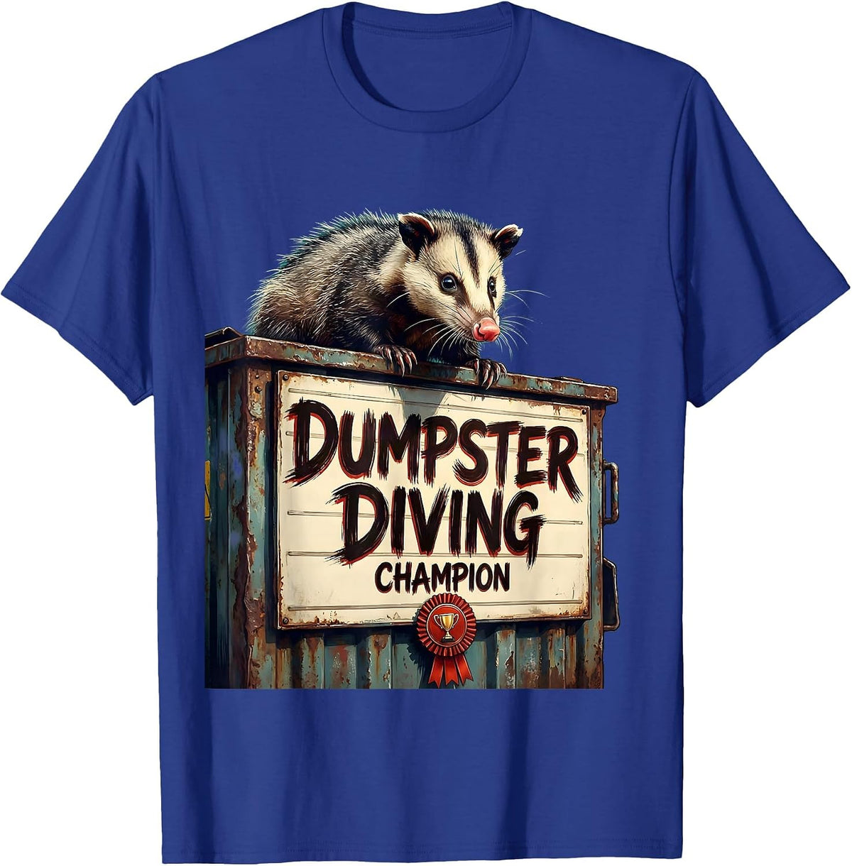 Men's Dumpster Diving Champion Opossum Design T-Shirt - Royal Blue