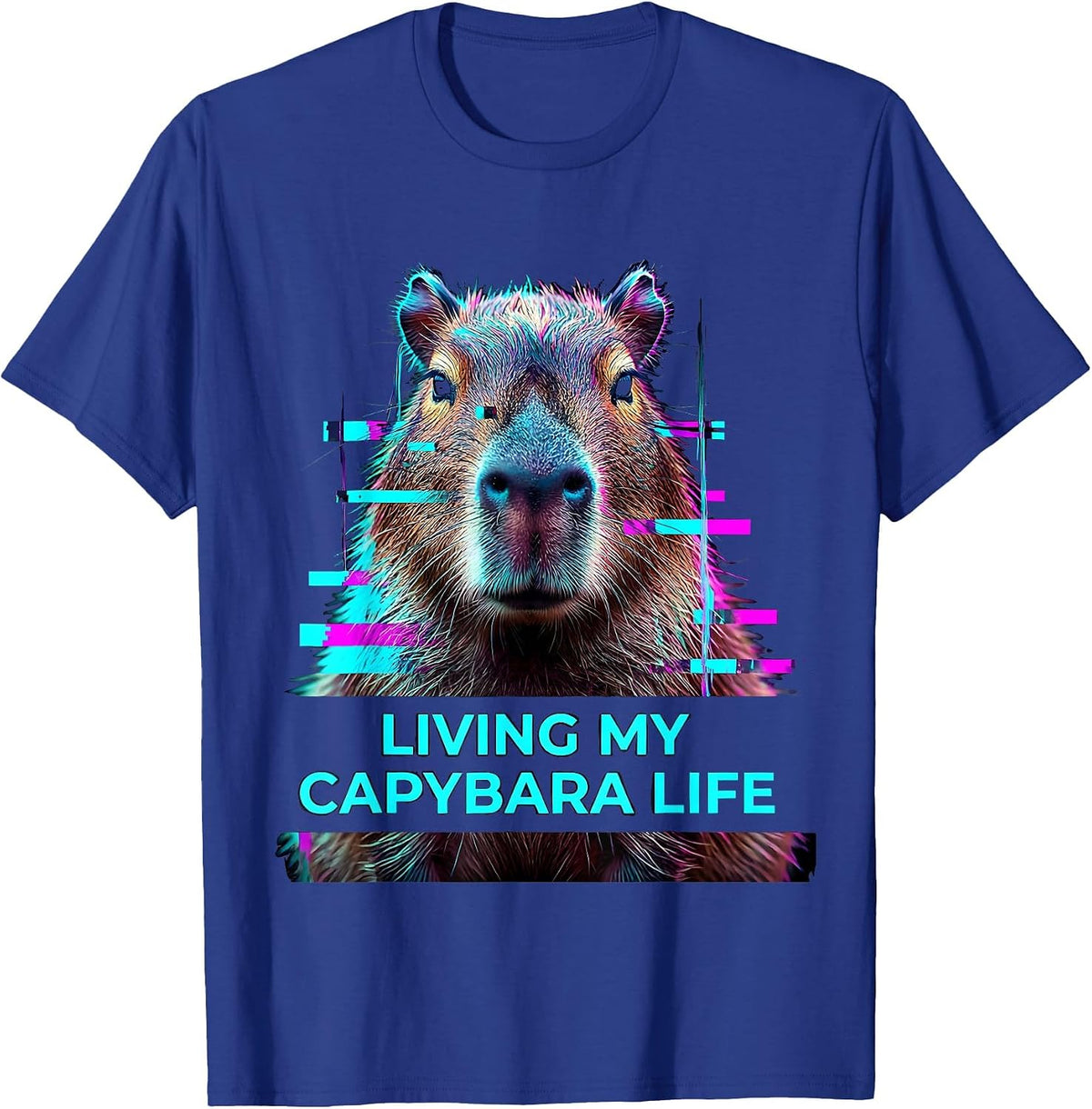 Living My Capybara Life Laid-Back Design T-Shirt - Royal Blue