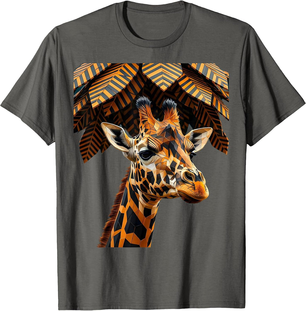 Men's Giraffe Rising Through the Jungle Canopy T-Shirt - Asphalt Grey