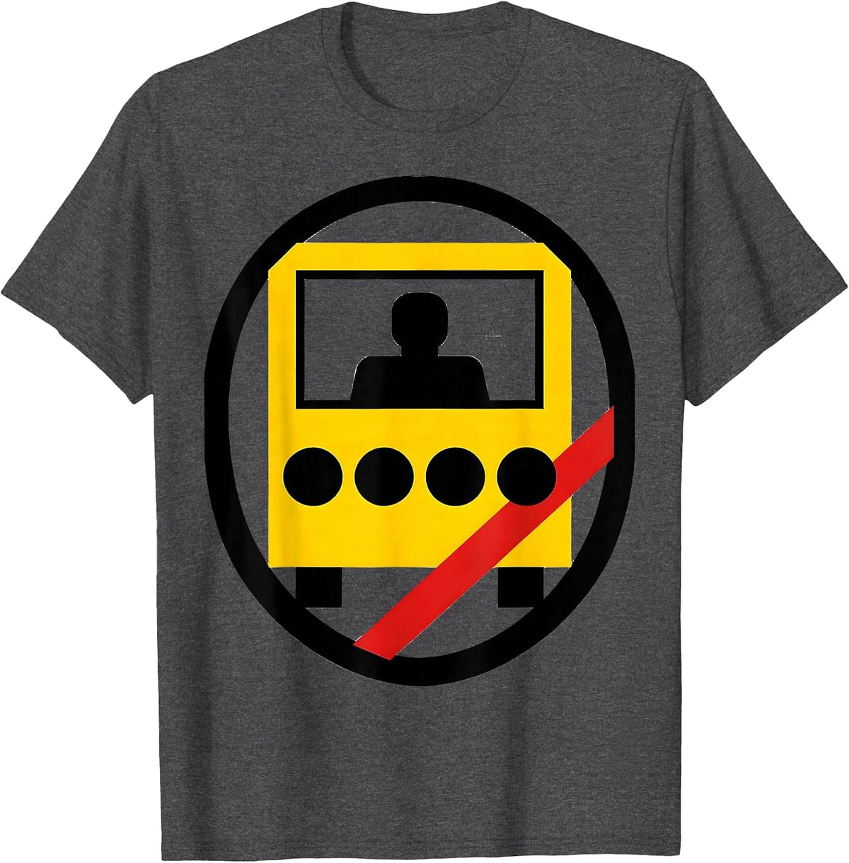 Men's School Bus Driver Shield Badge Modernist Driver Appreciation T-Shirt - Dark Heather Grey