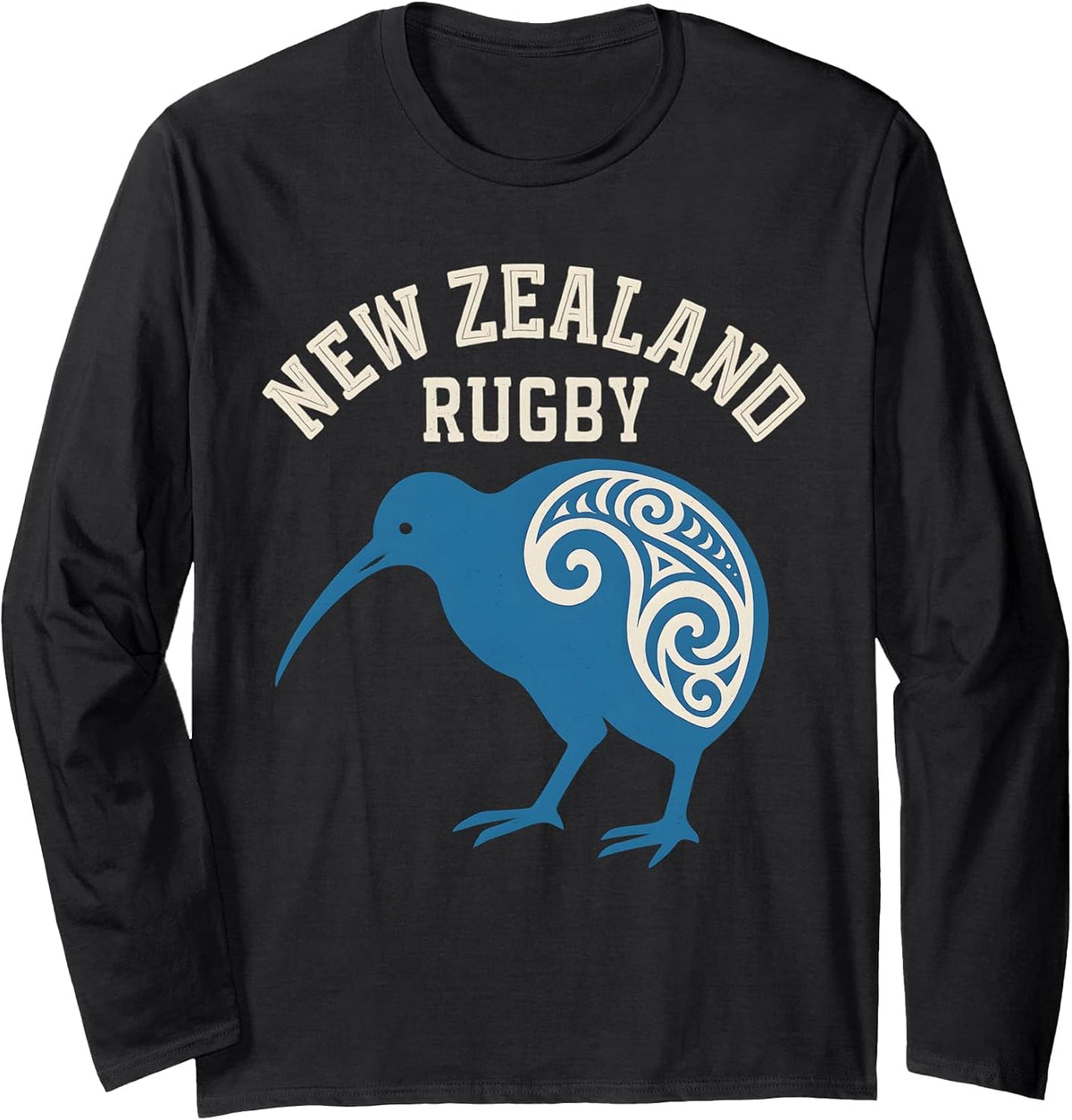 New Zealand Rugby Kiwi Long Sleeve T-Shirt - Adult Unisex Black