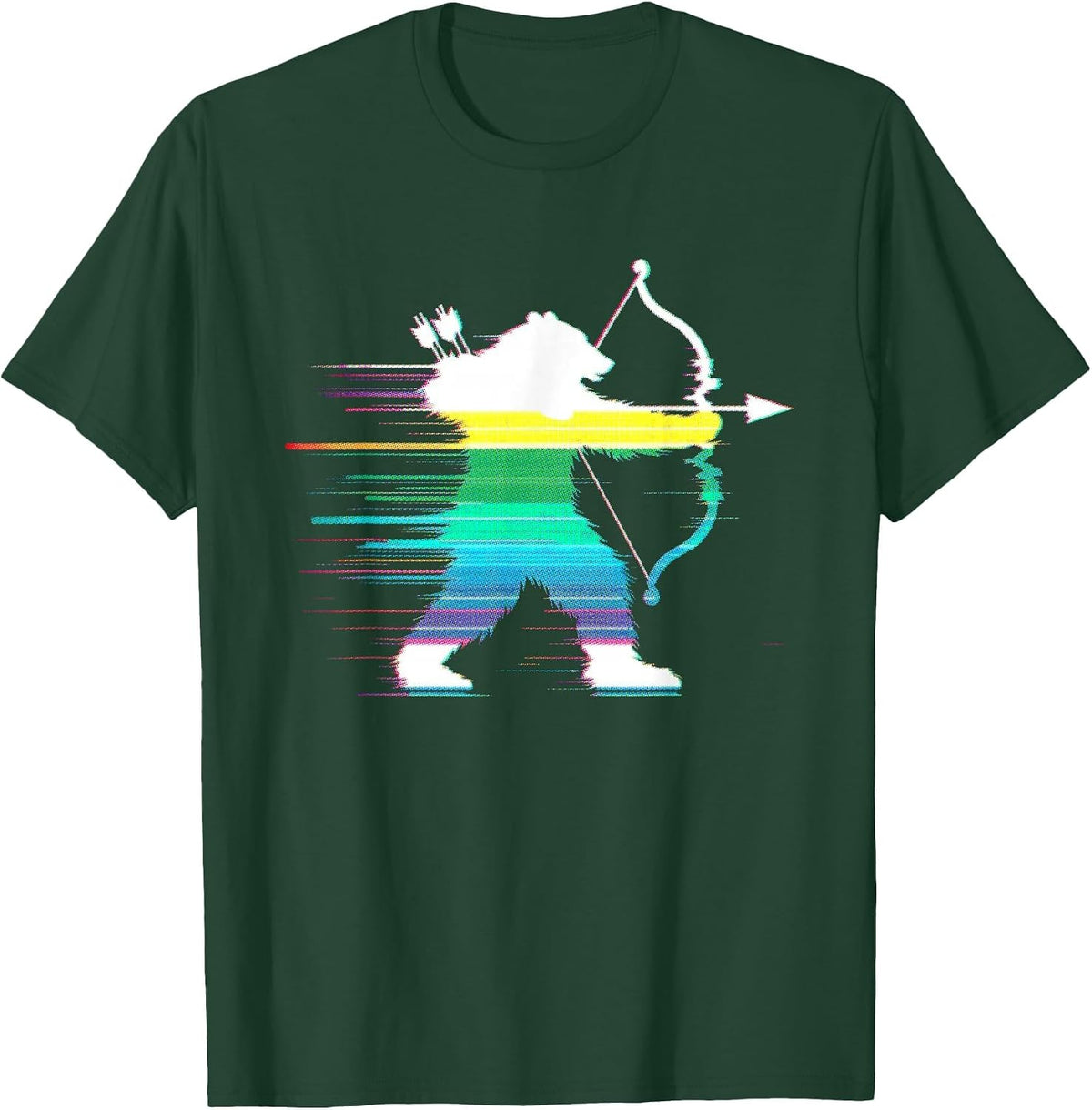 Bear Archer Glitch - Funny Vintage Archery Bear Lover T-Shirt - Dark Green