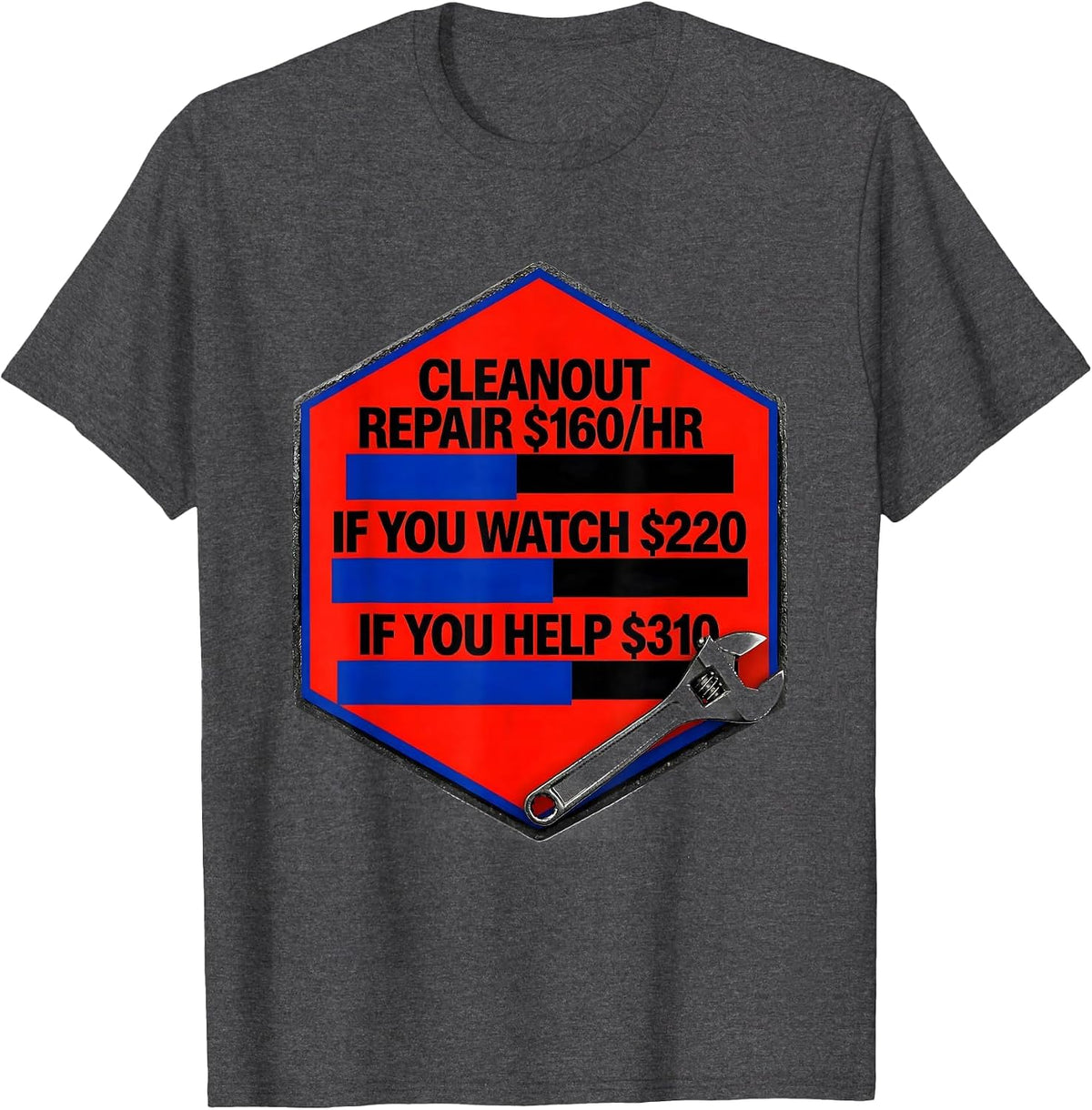 Cleanout Repair Funny Plumber Hourly Rate Dad Joke T-Shirt - Dark Heather Grey