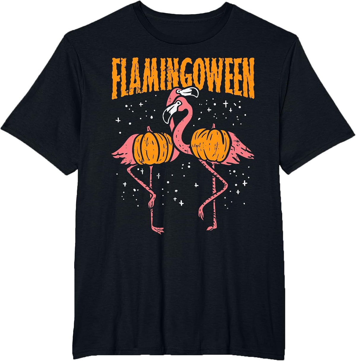 Flamingoween Pumpkin Flamingos Funny Bird Halloween Costume T-Shirt - Black