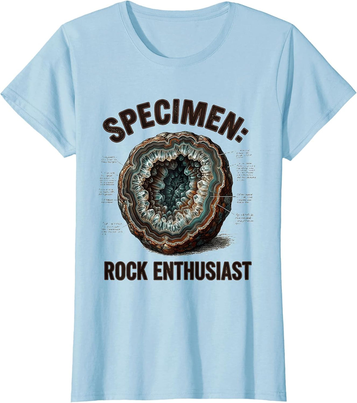 Specimen: Rock Enthusiast Botanical Geode Design T-Shirt - Baby Blue