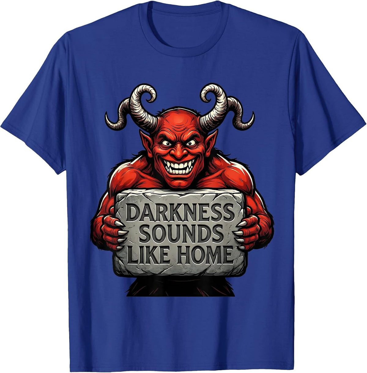 Darkness Sounds Like Home Metal Band Design T-Shirt - Royal Blue