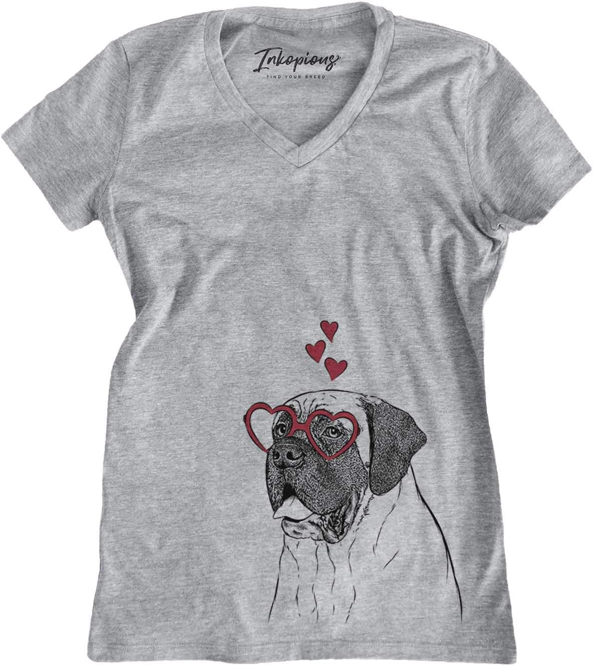 Valentine Sterling the English Mastiff Dog Triblend T-Shirt - Grey V-neck