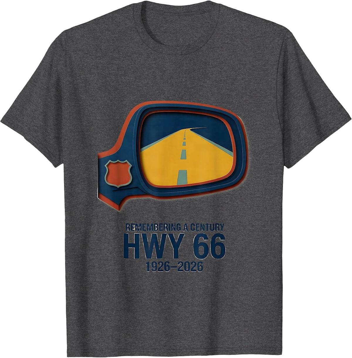 Remembering A Century Hwy 66 Vintage Souvenir T-Shirt - Dark Heather Grey