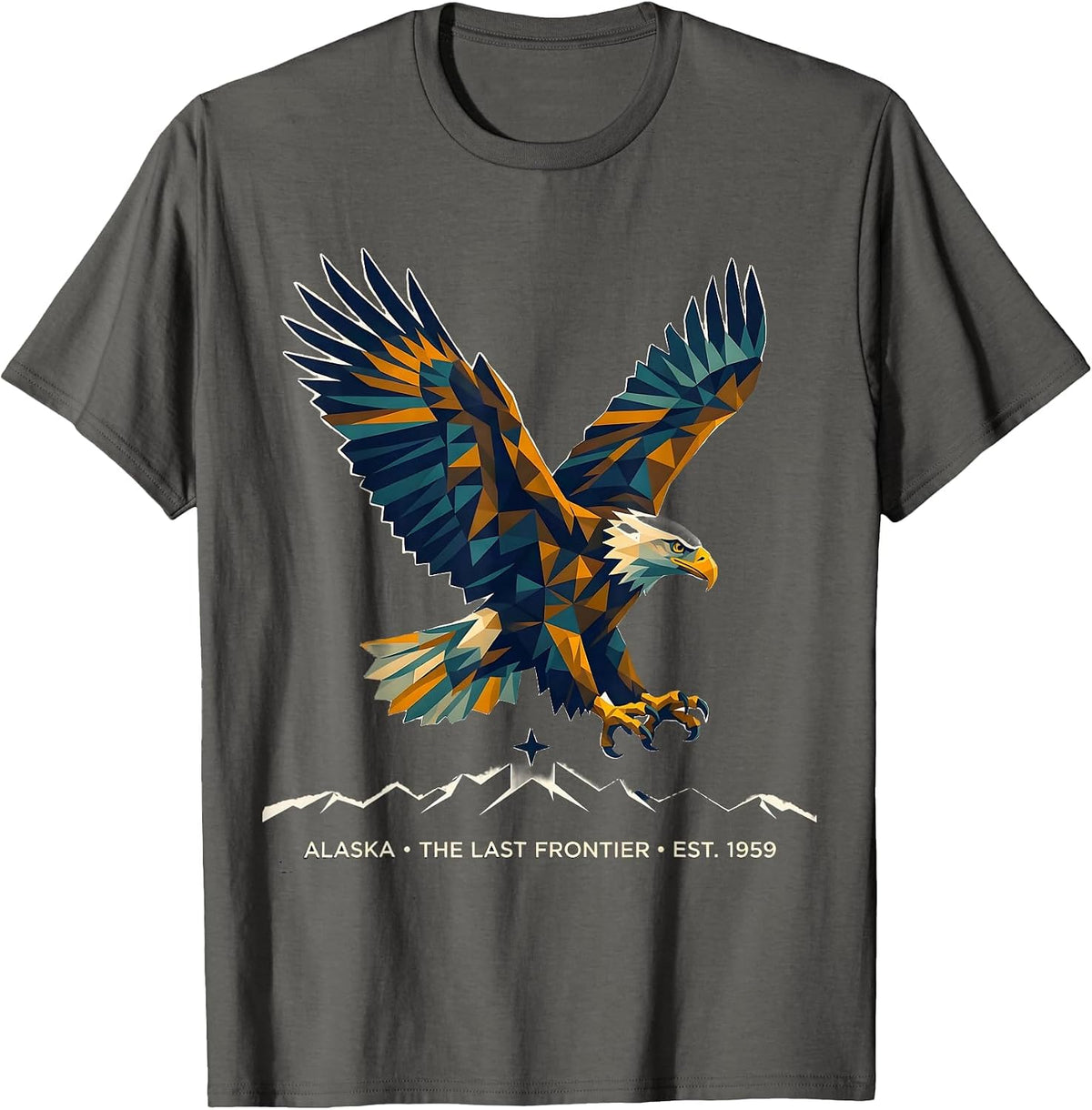 Men's Alaska The Last Frontier Est. 1959 Geometric Eagle Souvenir T-Shirt - Asphalt Grey