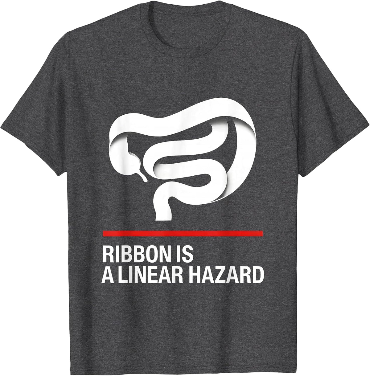 Men's Ribbon Is A Linear Hazard Funny Vet Tech Christmas T-Shirt - Dark Heather Grey