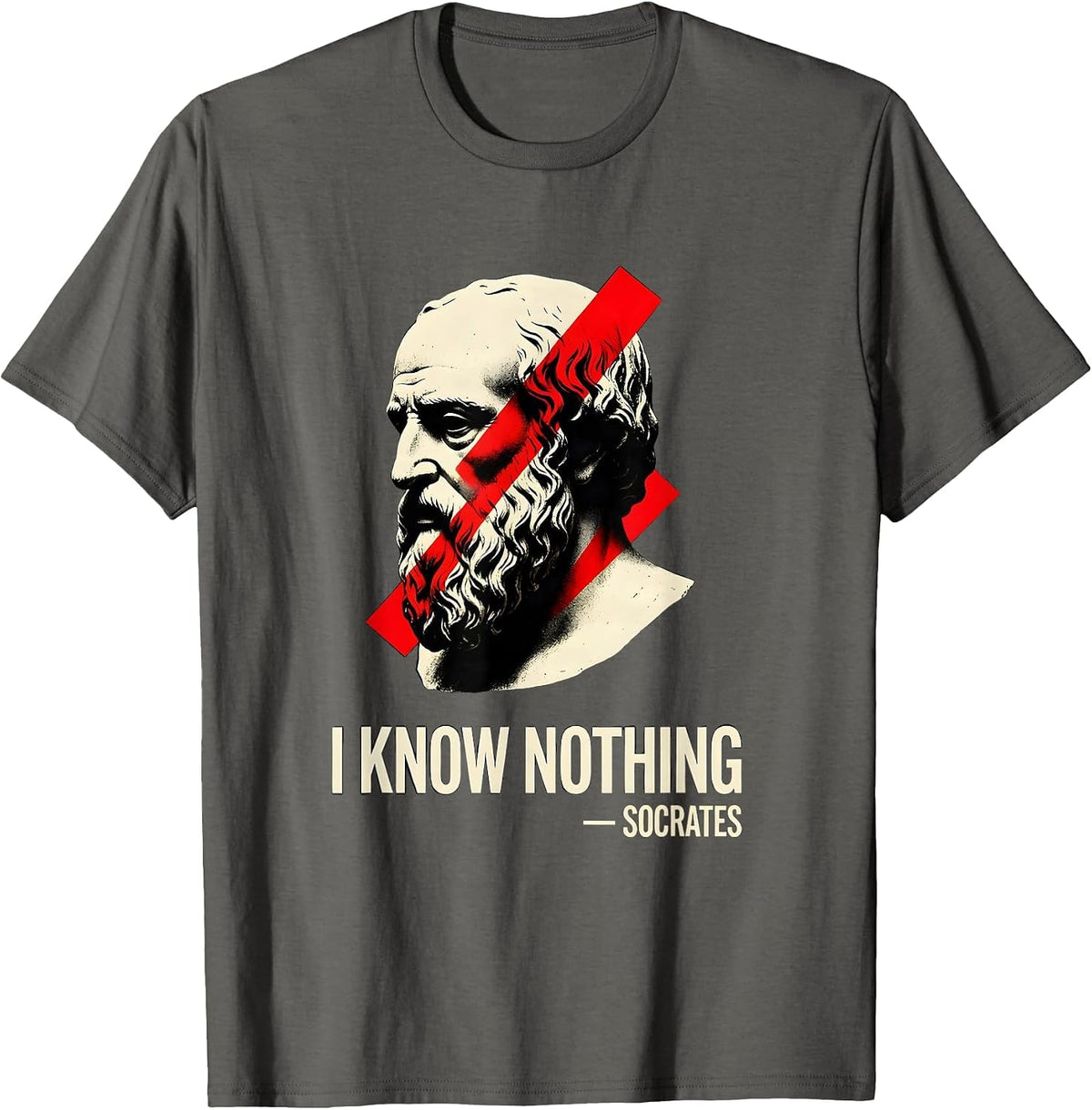I Know Nothing — Socrates Funny Philosopher Parody Humor T-Shirt - Asphalt Grey