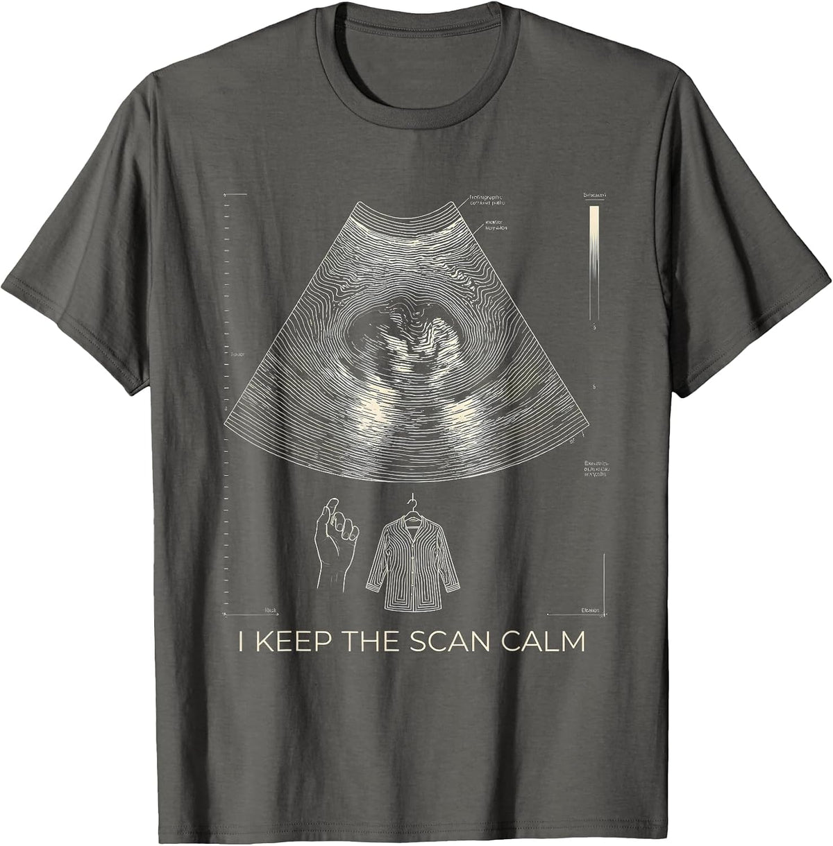I Keep The Scan Calm Topographic Contour Mammography T-Shirt - Asphalt Grey