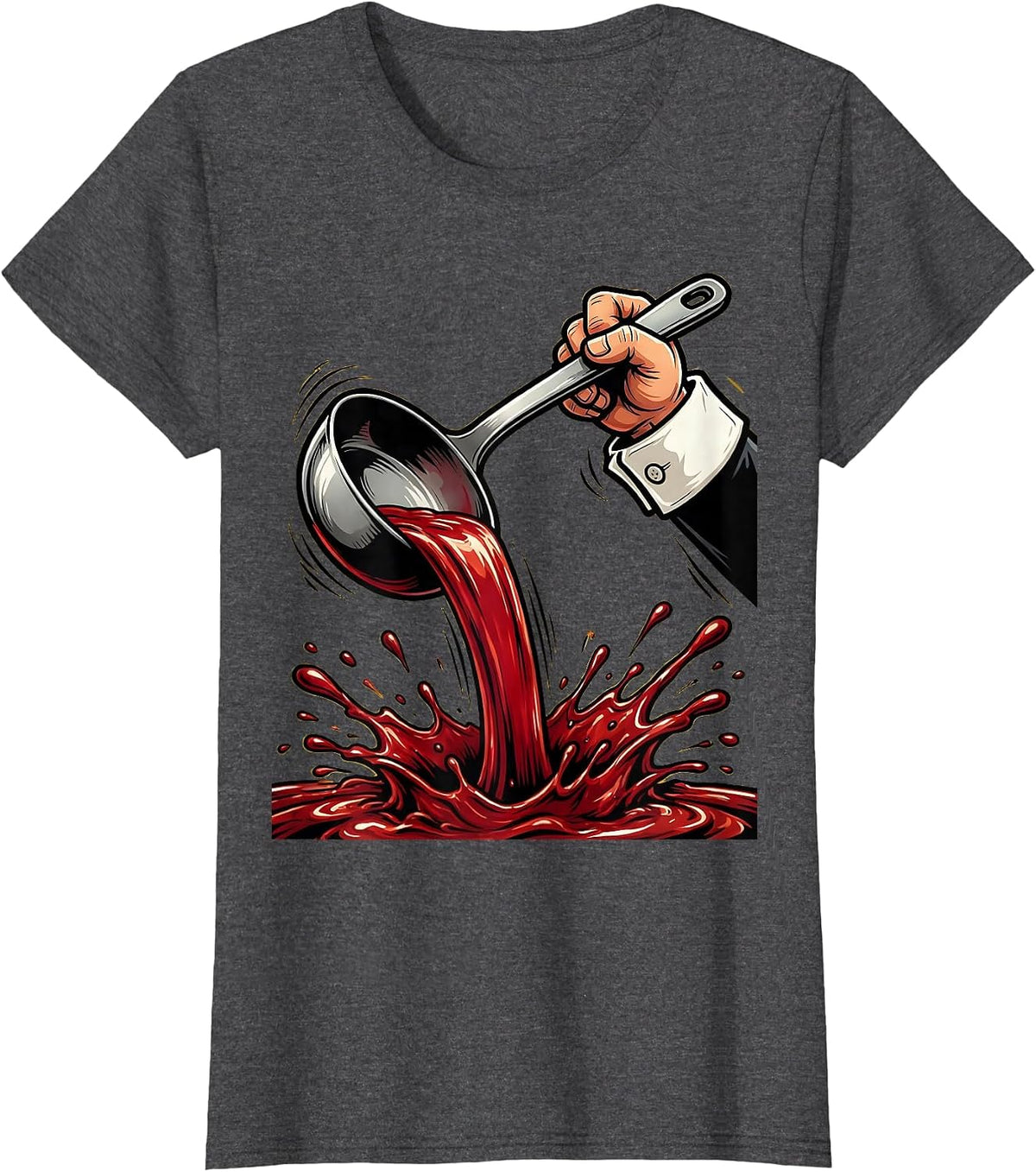 Women's Dramatic Sauce Pour Chef Graphic T-Shirt - Dark Heather Grey