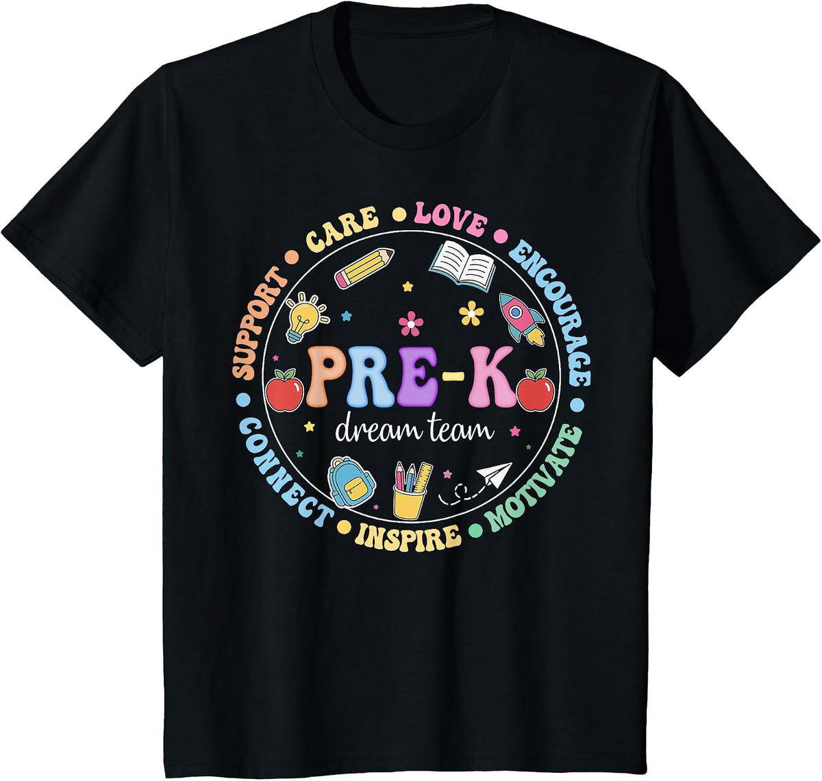 Dream Team Preschool Back to School Pre-K Teacher Kids T-Shirt - Black