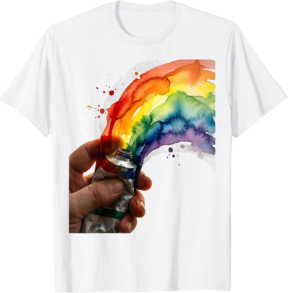 Art Teacher Paint Tube Rainbow Graphic T-Shirt - White
