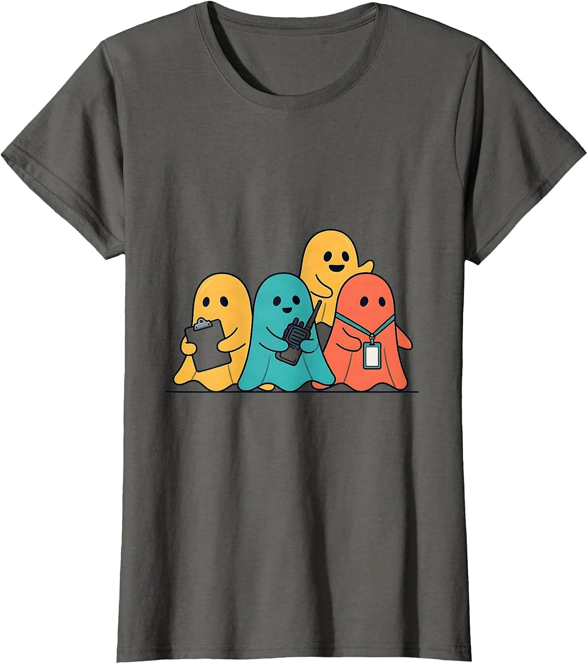 Women's Friendly Ghost Sheet Para Normal Activities Sped Teacher T-Shirt - Asphalt Grey