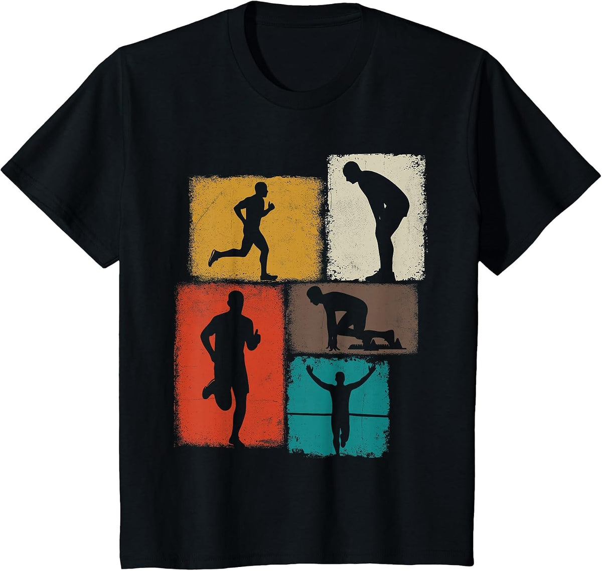 Running Collage Runner Men Coach Marathoner Run Dad T-Shirt - Black