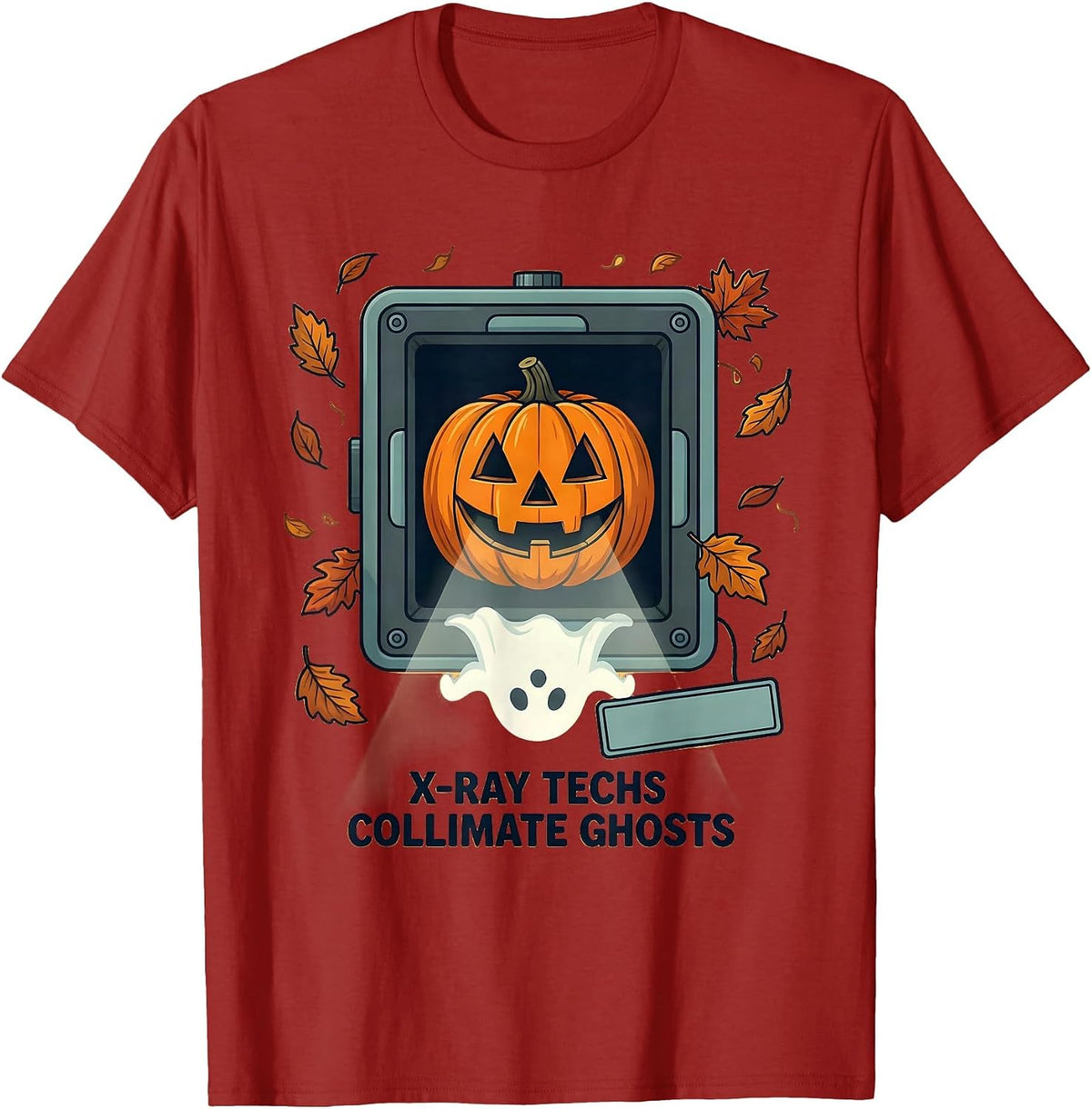 X-Ray Techs Collimate Ghosts Funny Radiology Halloween Tech T-Shirt - Cranberry Red