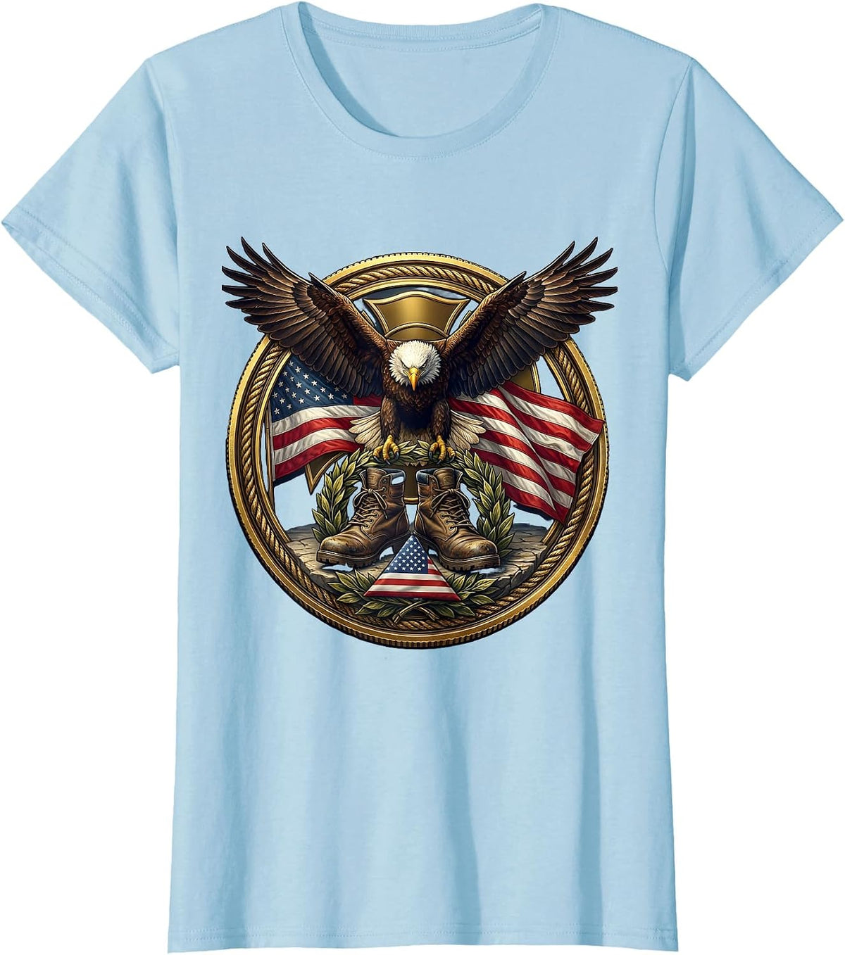 Boots on the Ground Fallen Soldier Memorial T-Shirt - Baby Blue