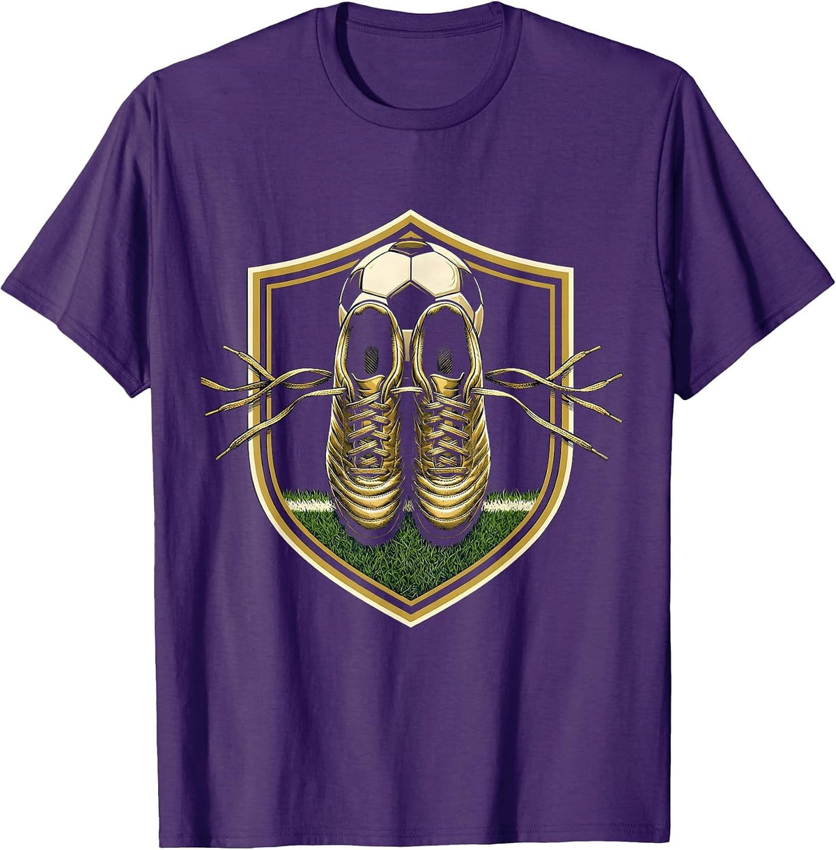 Men's Soccer Dad Cleats Over Shoulder Graphic T-Shirt - Purple