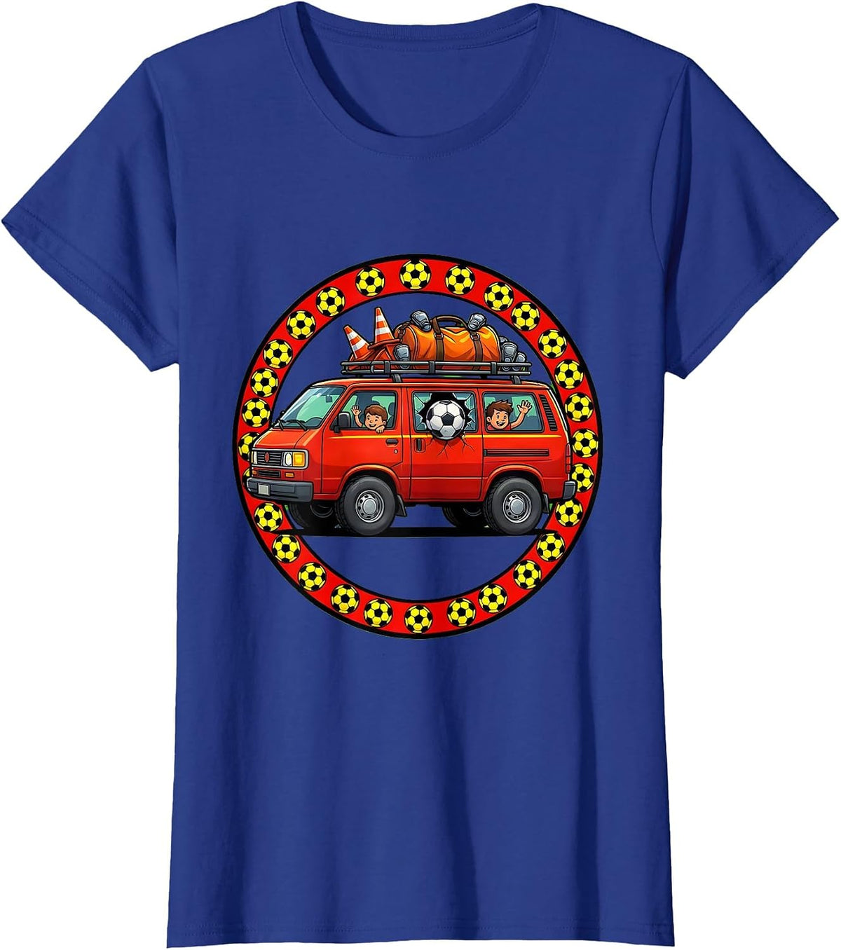Women's Soccer Dad Minivan Graphic Tee T-Shirt - Royal Blue
