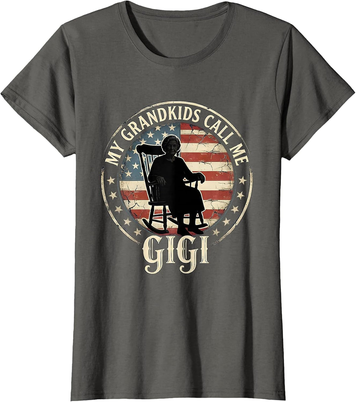 Women's My Grandkids Call Me Gigi Grandmother Design T-Shirt - Asphalt Grey