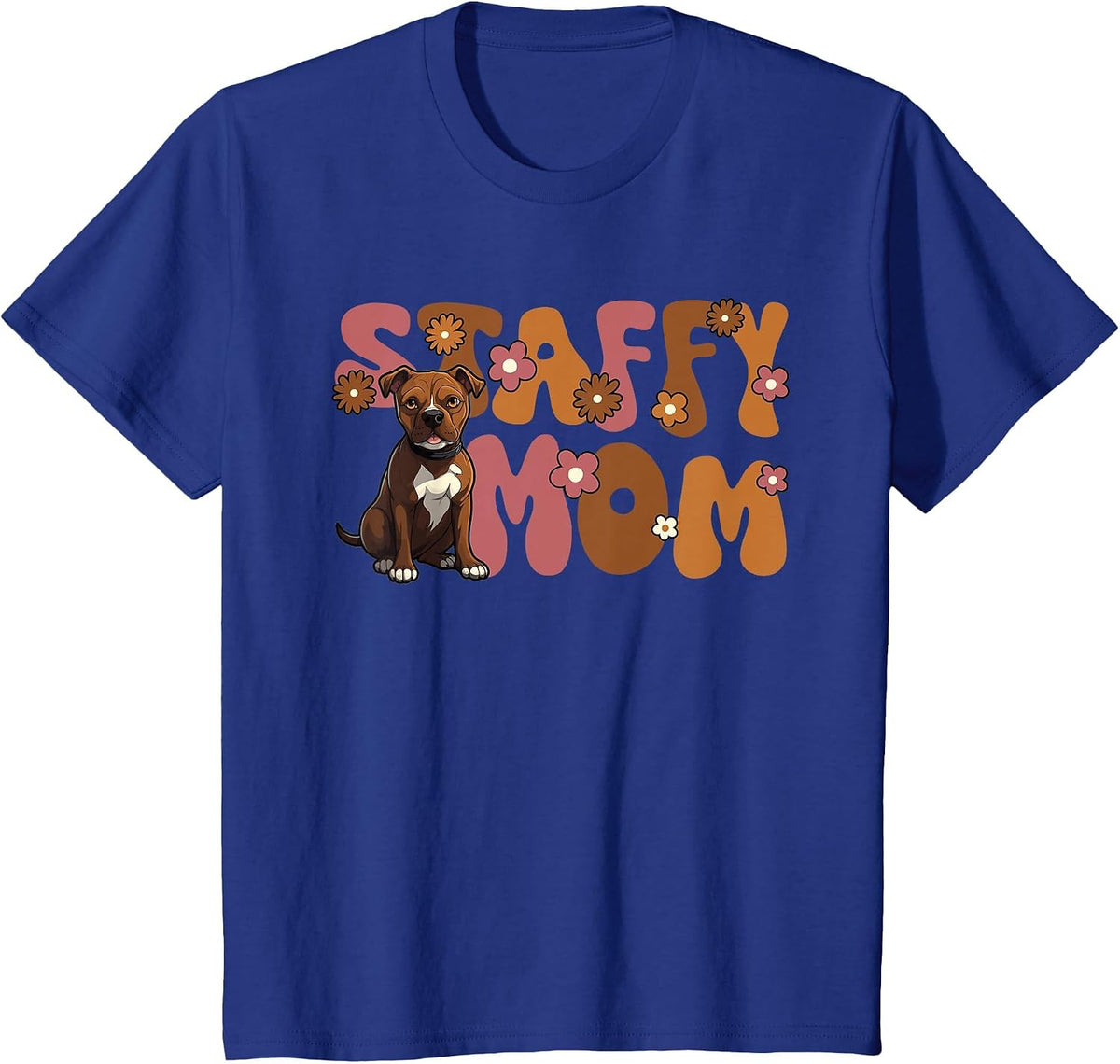Staffordshire Bull Terrier Groovy World's Best Staffy Mom T-Shirt - Royal Blue
