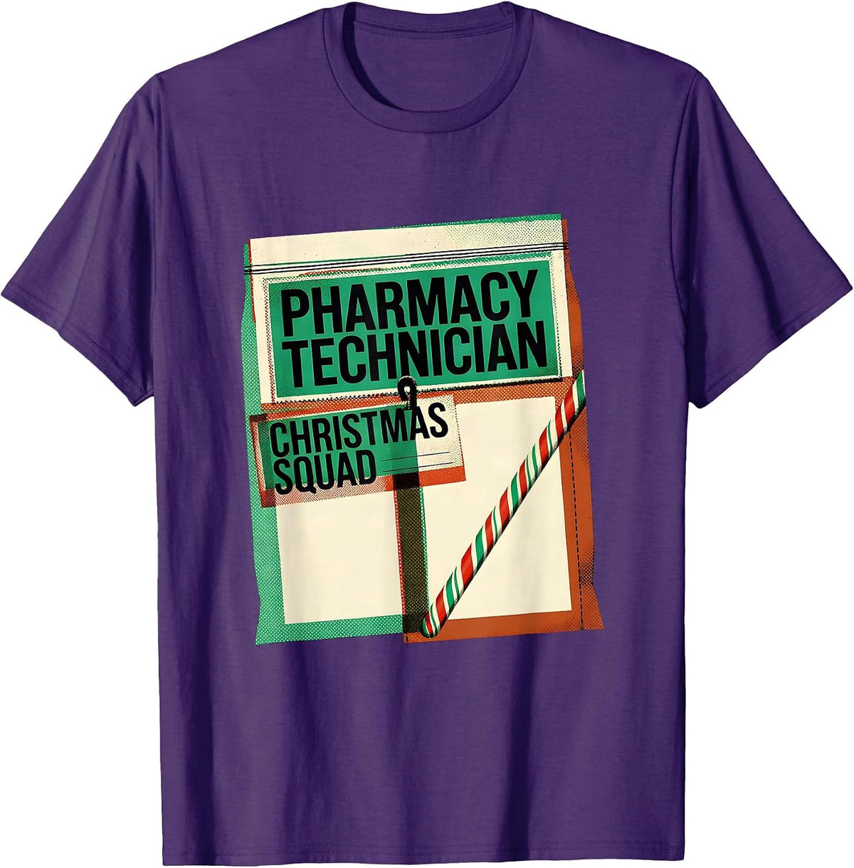 Men's Pharmacy Technician Christmas Squad Funny Matching Holiday T-Shirt - Purple