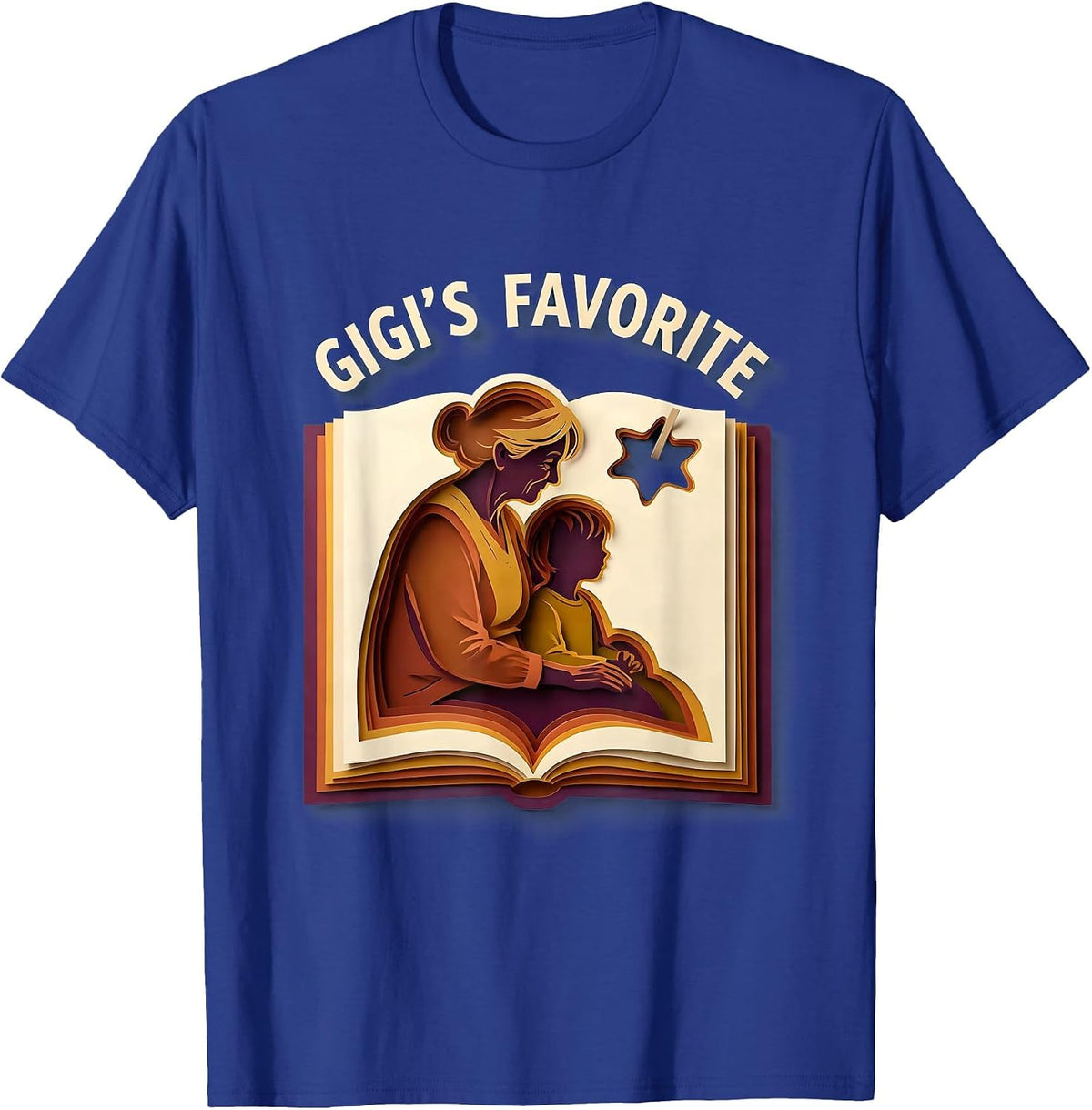 Men's Gigi's Favorite Paper Cutout Grandmother Grandchild Family T-Shirt - Royal Blue