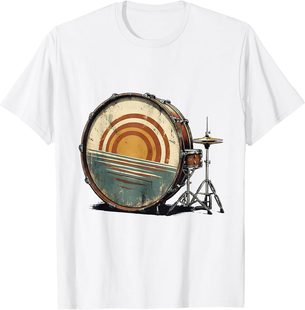 Men's Vintage Drummer Drum Circle Percussionist Humor T-Shirt - White