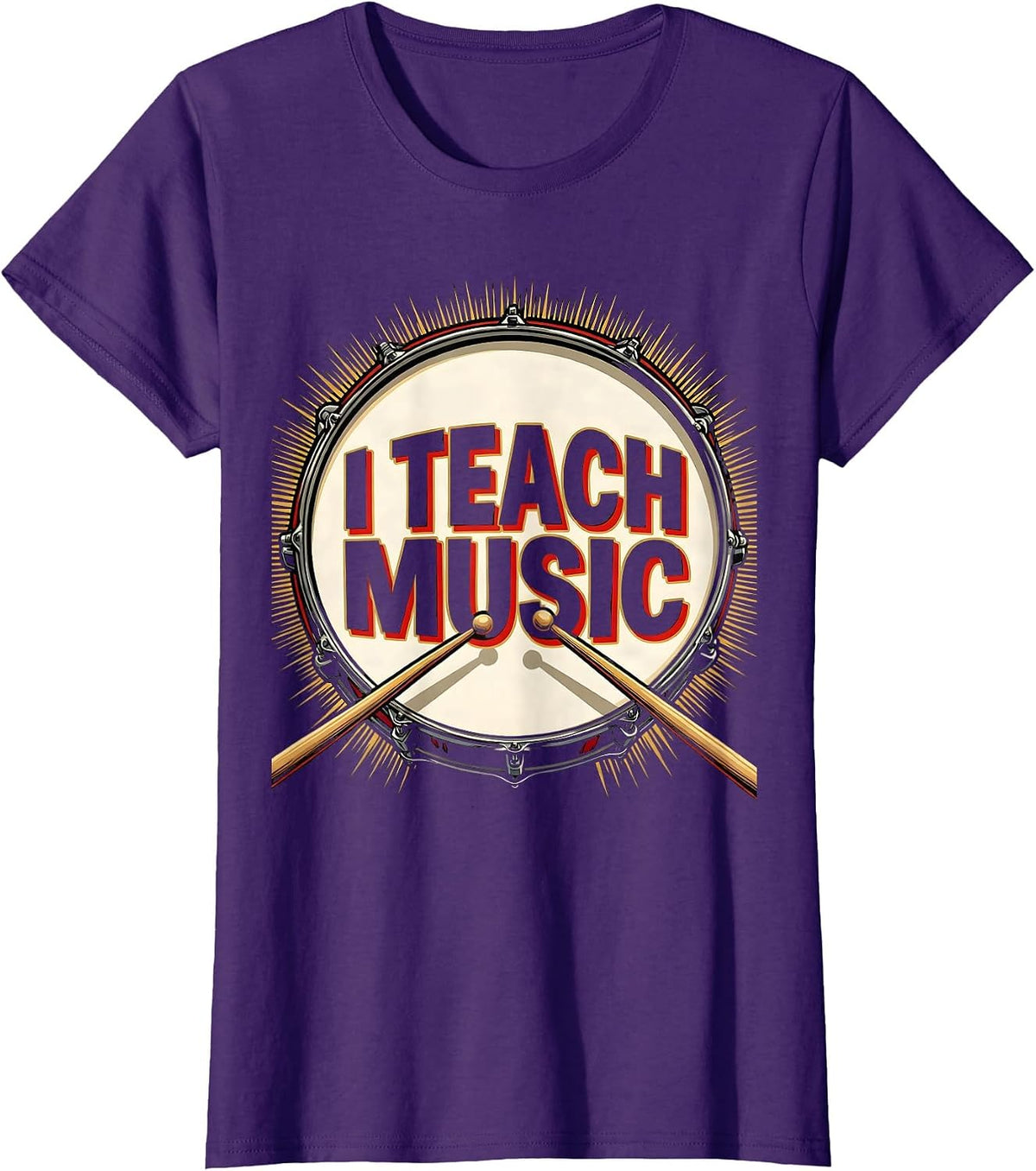 Women's I Teach Music Pop Art Teacher Back To School Classroom T-Shirt - Purple