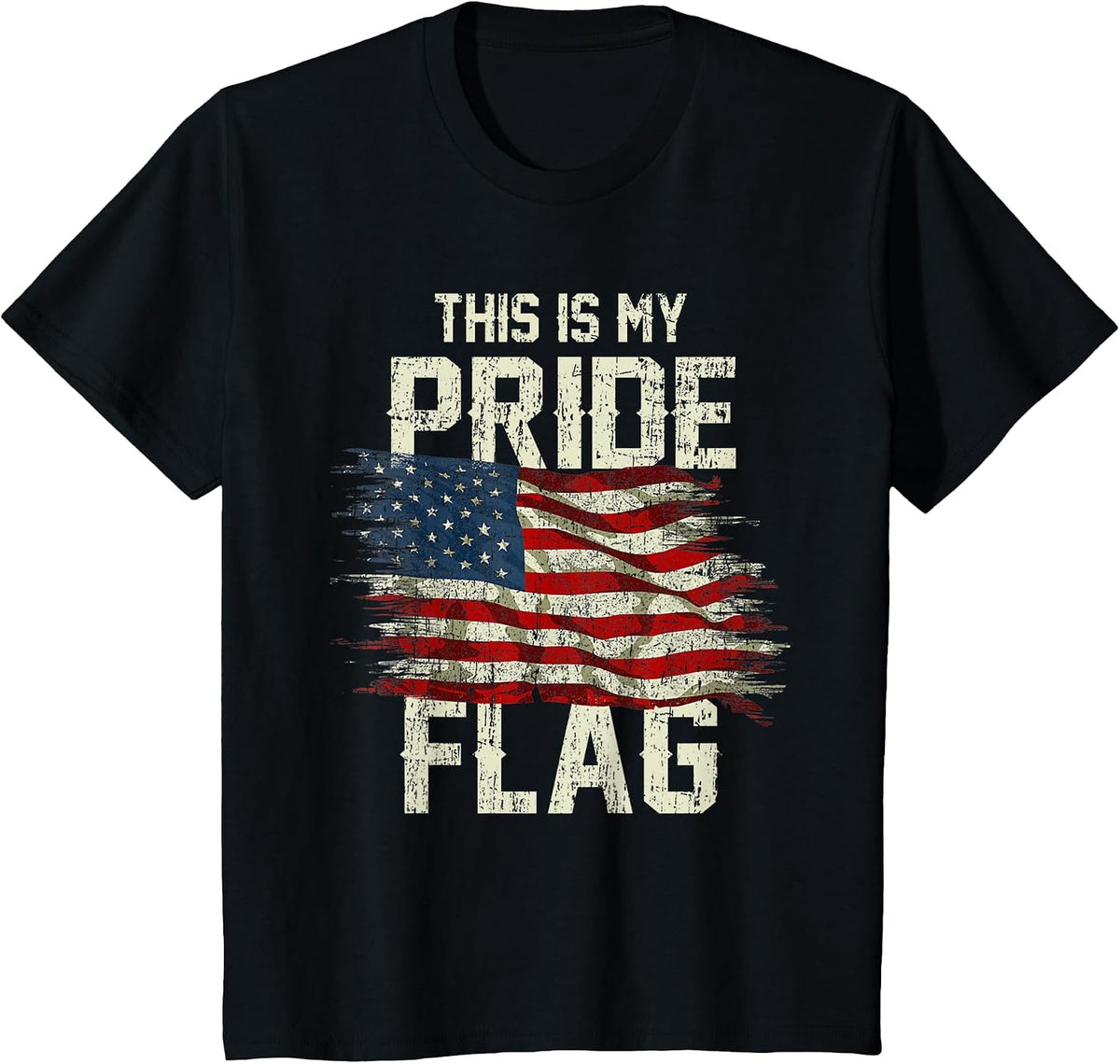 This is My Pride Flag USA American 4th of July Patriotic T-Shirt - Black