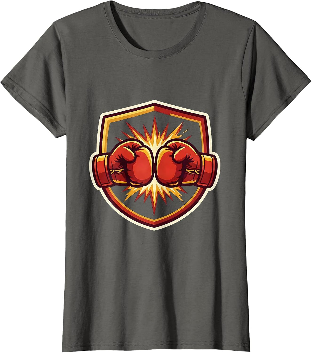 Women's Boxing Gloves Clash Sparks Graphic Tee T-Shirt - Asphalt Grey