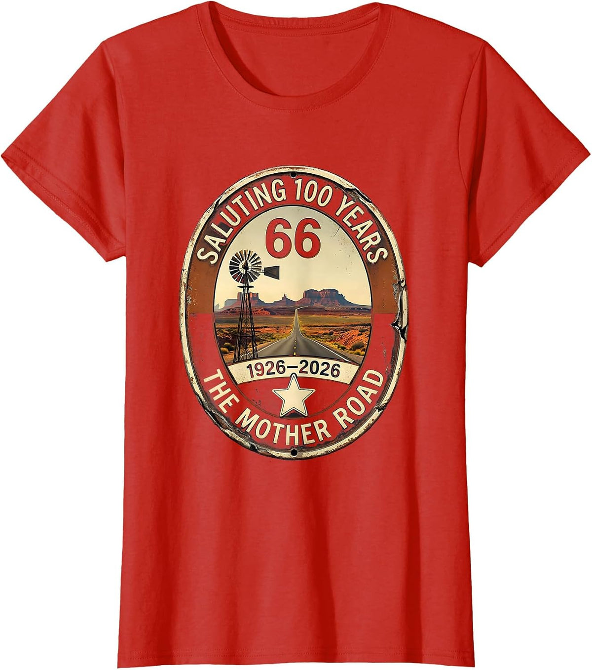 Saluting 100 Years The Mother Road Vintage T-Shirt - Red