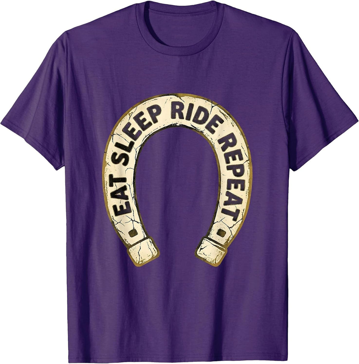 Eat Sleep Ride Repeat Equestrian Design T-Shirt - Purple